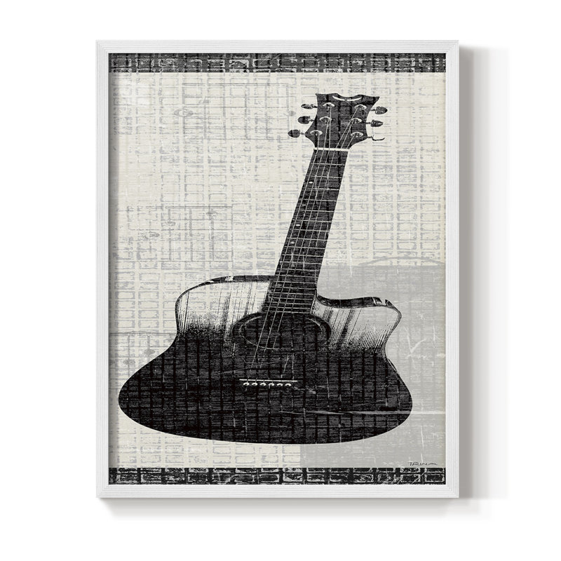 Rock On II Framed Print - Solid Wood, 11" H x 9" W, White