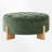 Round Tufted Upholstered Ottoman With Solid Wood Legs, Modern Button-Tufted Coffee Table-1081050563