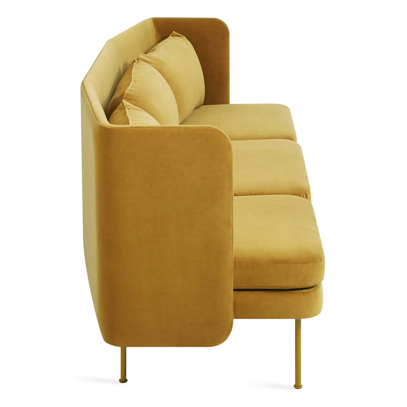 Bloke Sofa, Ochre Velvet 100% Polyester, 34" H x 95" W x 32" D, Orche