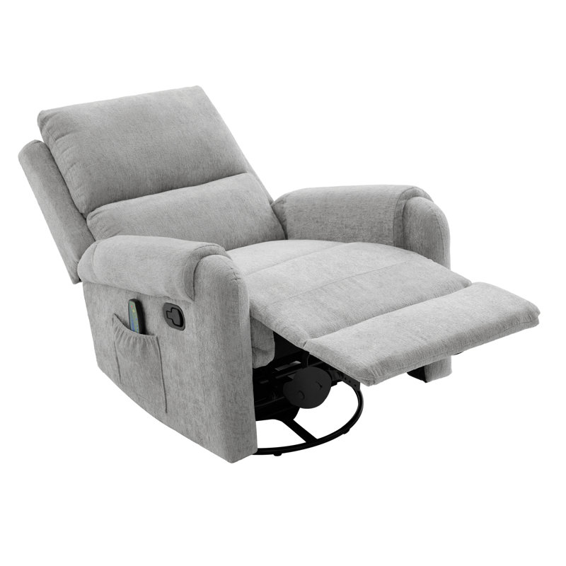 Multifunctional Chenille Recliner With Massage, Grey, Home Essentials