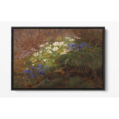 Anthonore Christensen Anemones 1867 Canvas Floater Framed Wall Art | Vintage Floral Canvas Print Picture – White Frame