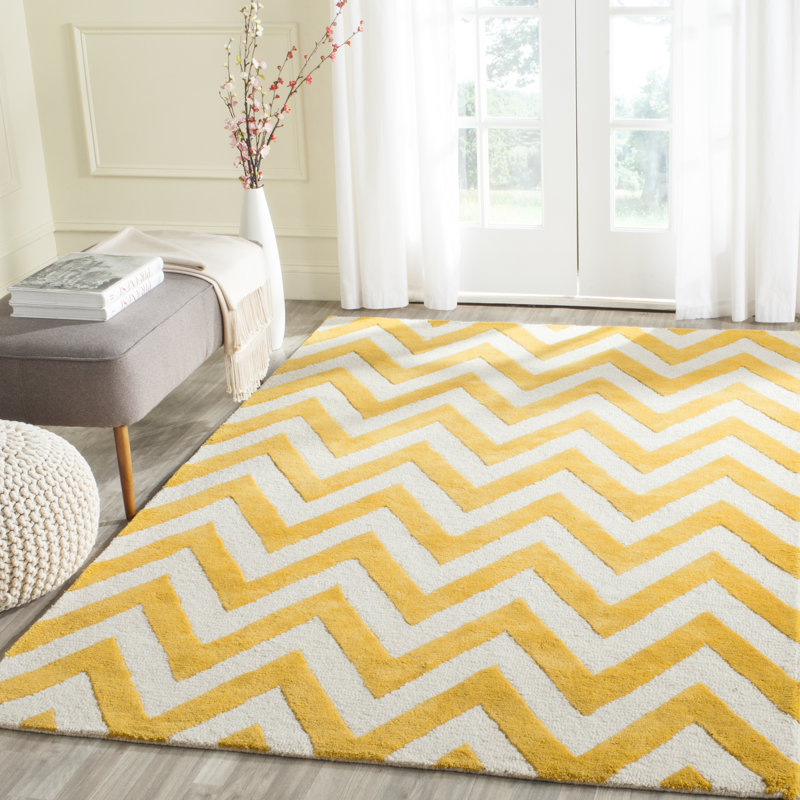 Nero Chevron Wool Hand Woven Area Rug, Rectangle 183 x 274 cm