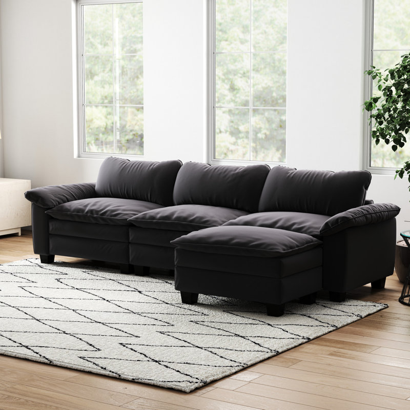 Canapé modulaire de luxe avec velours gris - rembourrage en mousse rembourré pour plus de confort