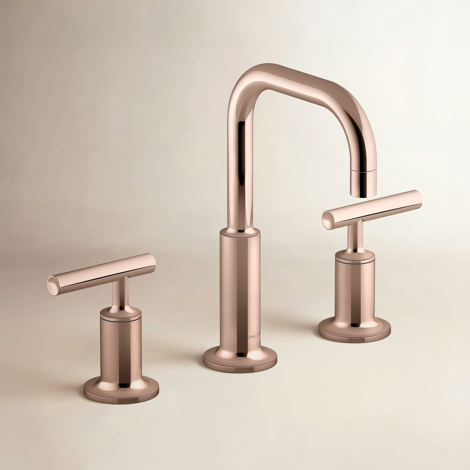 Purist Low-Handle Widespread Bathroom Faucet, Vibrant Rose Gold