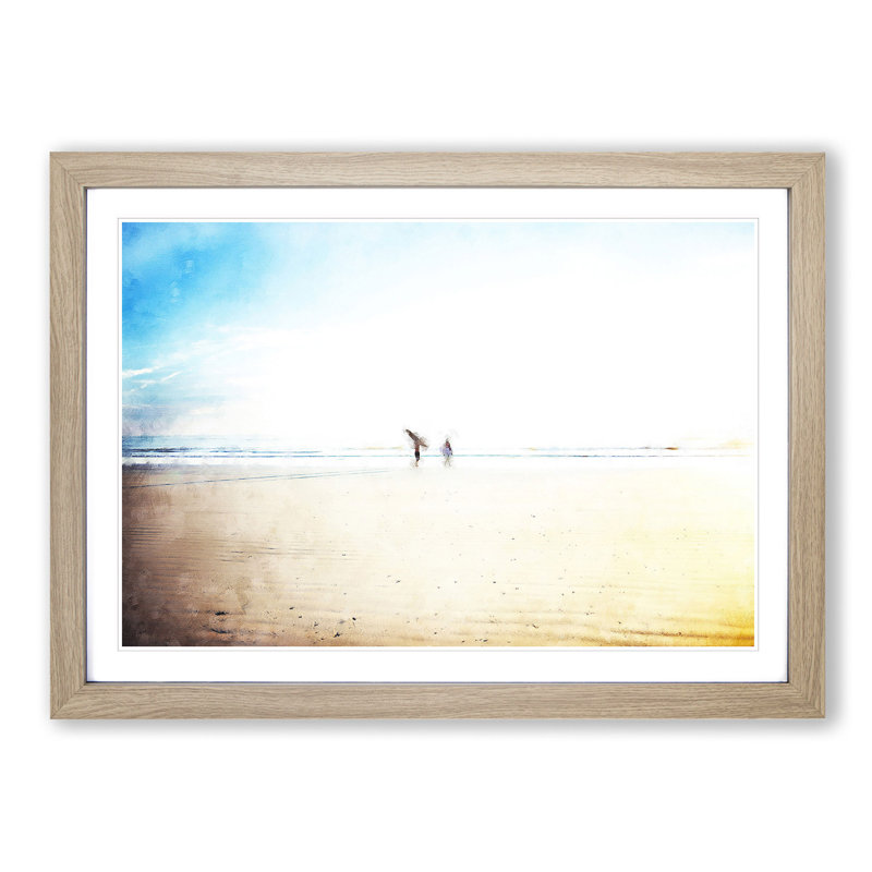 Heading to the Surf - Picture Frame Painting Print, 33cm H x 45cm W x 2cm D, Oak Framed