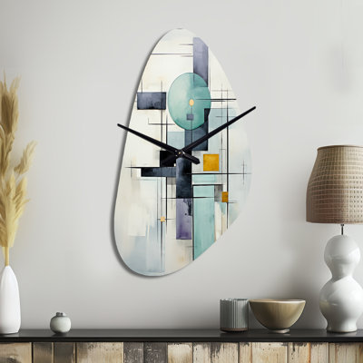 Horloge murale en métal blanc, bleu et blanc