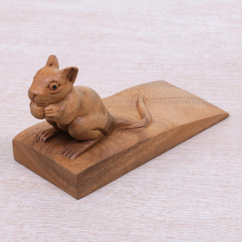 Figurine en bois à bouchon de porte pour souris charmant