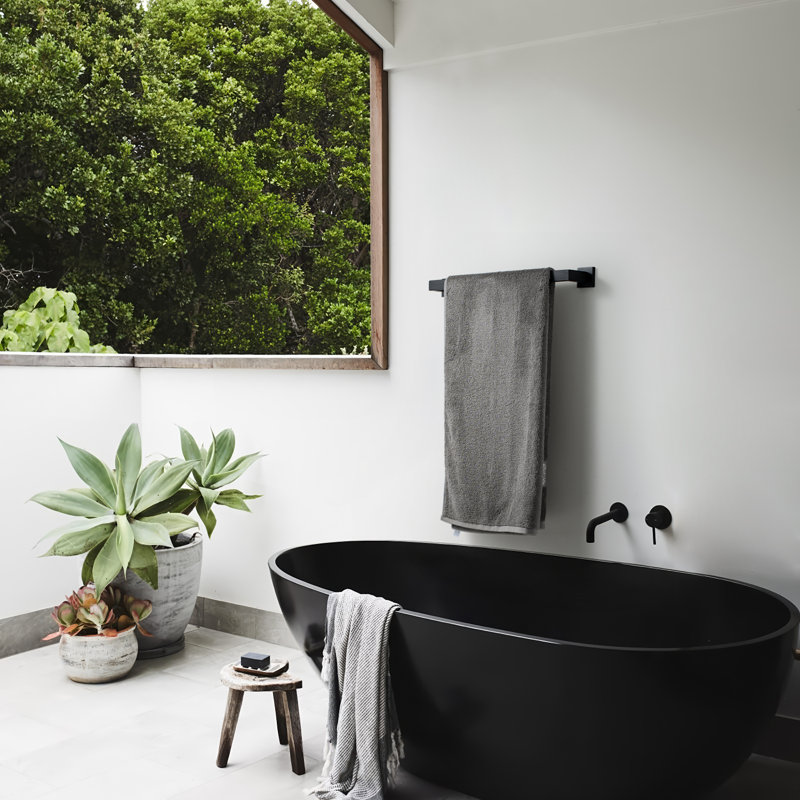 23.62in Wall Mounted Single Towel Bar, Matte Black