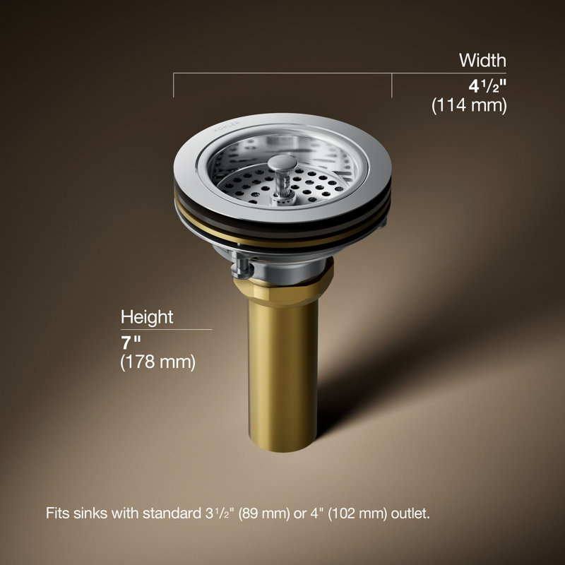 Duostrainer Sink drain and strainer with tailpiece, Polished Chrome