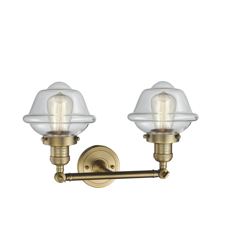 Gebhart 2 - Light Dimmable Vanity Light, 6 Watt Vinage LED Bulb, Clear, Brushed Brass