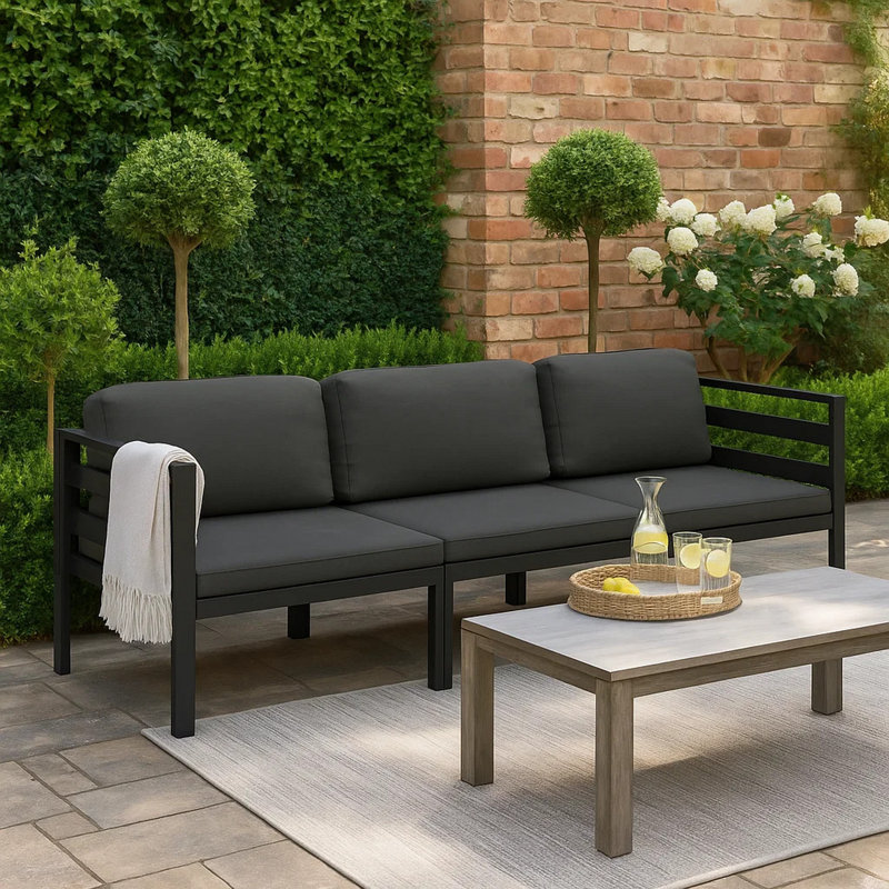 Ensemble modulaire de patio carré de 27,6 po de largeur avec coussins