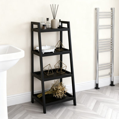 Étagère de rangement en bambou échelle autoportante, organisateur d'économie d'espace pour la salle de bain, la chambre à coucher, la cuisine, le balcon et le salon