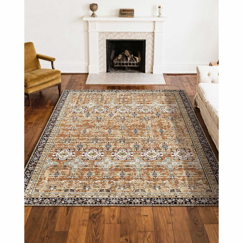 Large Area Rug Anti-Skid Tear-Resistant Floor Mat Vintage Brown Green, Rectangle 8' x 10'