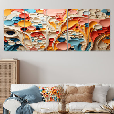 "Art abstrait coloré liquide 5 tourbillons III", 5 pièces