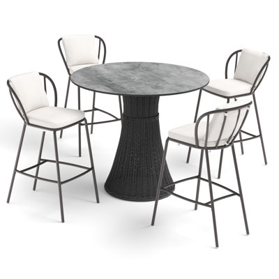Malti 4 - Person Patio Dining Set with Round Table , Sunbrella® Cushions Included