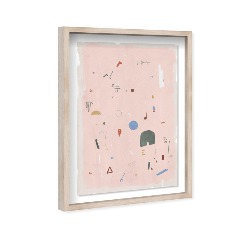 Oliver Gal Pieces of Me Blush Abstract - Luxury Shadowbox Framed Wall Art, 32" H x 22" W, Cream