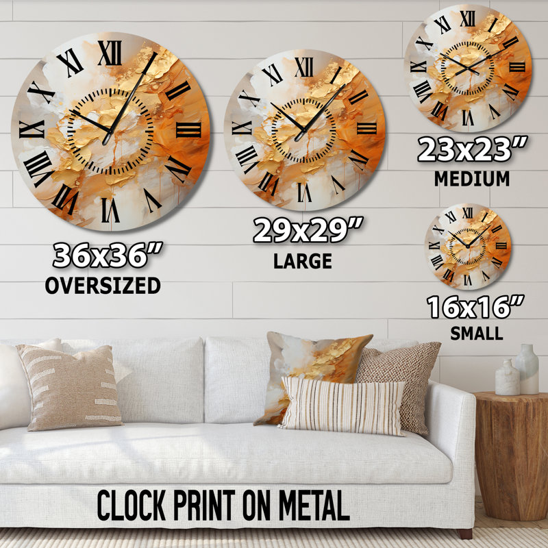 Horloge murale à spirales abstraites et or, Grand