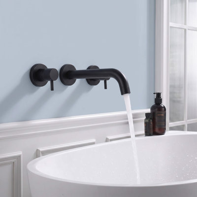 Robinet de baignoire mural moderne en acier inoxydable à 3 trous avec cartouche en laiton, filet NPT