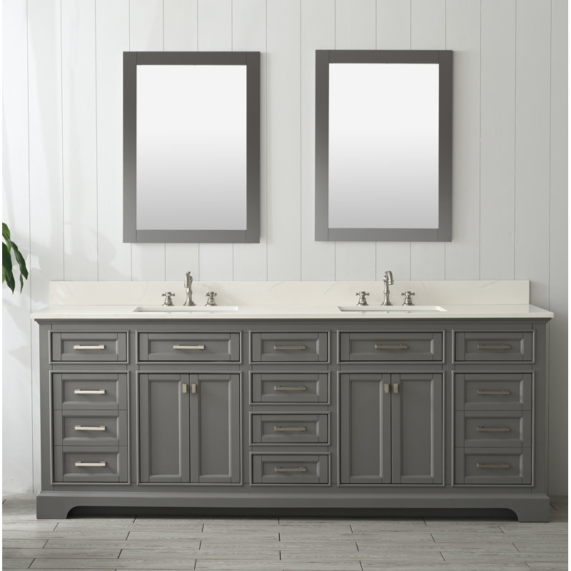Ensemble de meuble-lavabo double l 84 po Zoila, Gris