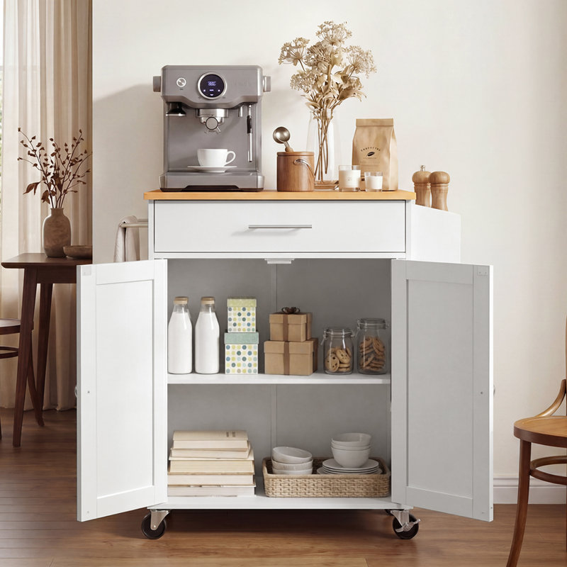 79.5 cm W Kitchen Island with, White