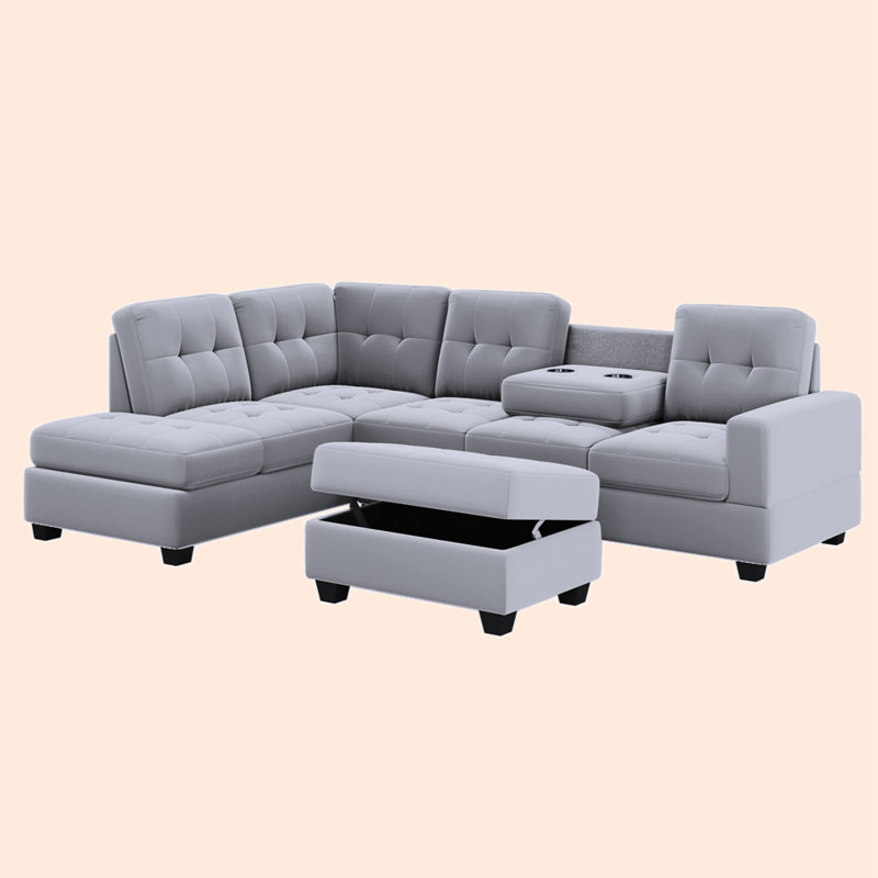 104'' Velvet Sofa, Light  Gray Velvet