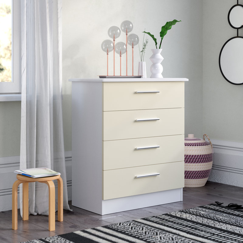 Fully Assembled Yvette 5 Drawer Chest, Night/White