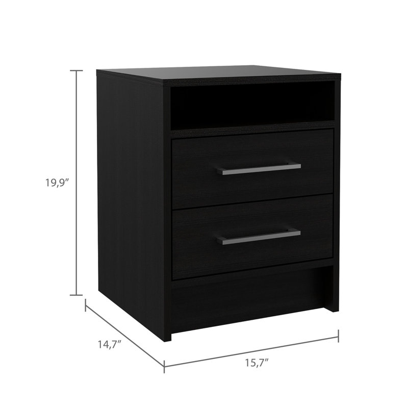 Modern Minimalist Nightstand, Noir