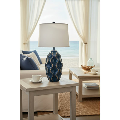 SEA/GOLD WAVY LARGE FLUTED POT