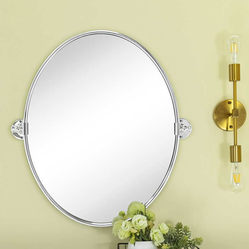 Miroir de salle de bain mural Luecinda, Chrome, 24 po x 19 po
