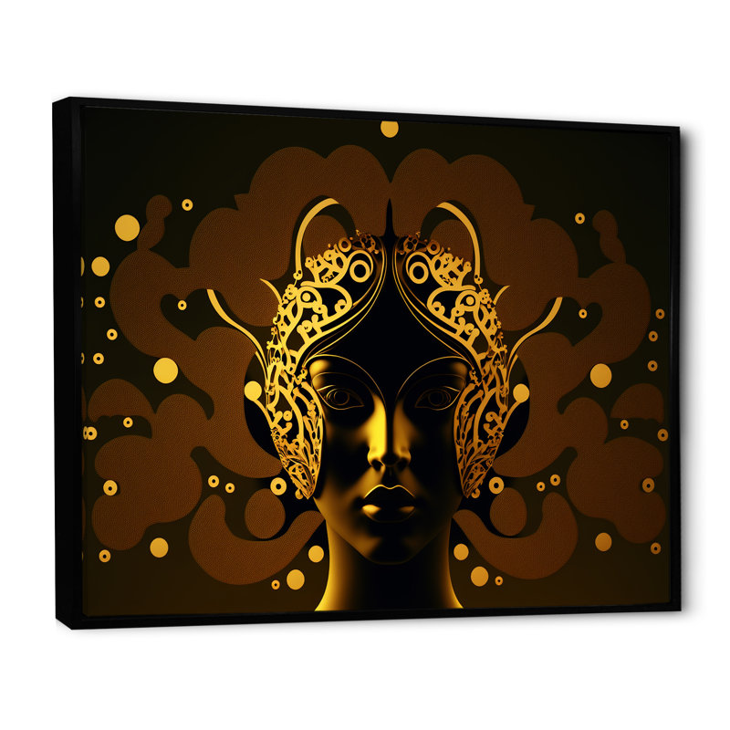 Golden Consciousness Woman III - reproduction d'art sur toile, H 30 po x l 40 po x P 1,5 po, Toile avec cadre flottant noir