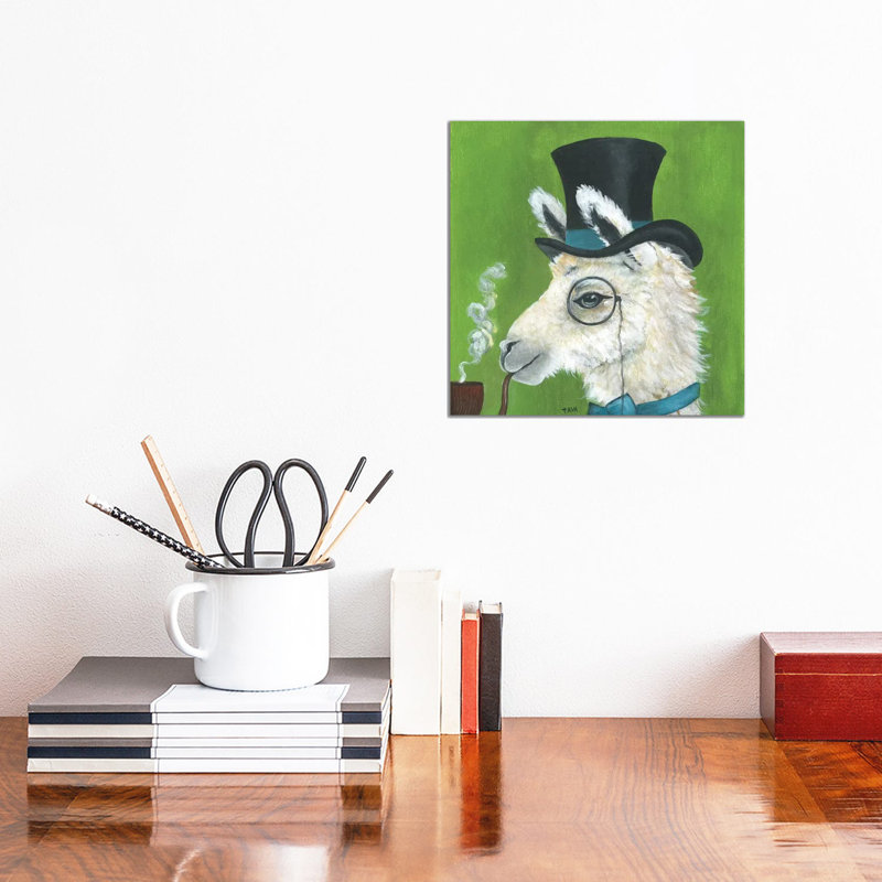 Llama And Pipe by Tava Studios - Gallery-Wrapped Canvas Giclée, 30.48 cm H x 30.48 cm W, Canvas