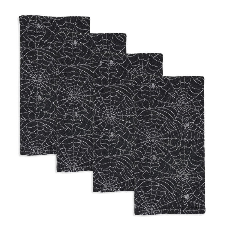 Ensemble de 4 serviettes en toile de coton jacquard Spider Web l 20 po x L 20 po