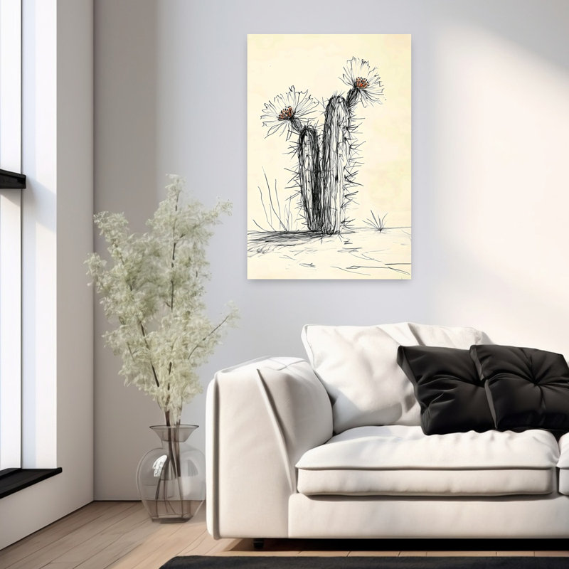 Cactus, fleur de cactus organique élégante, 36" H x 24" W