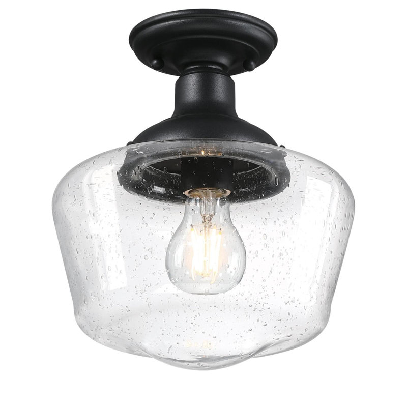 Outdoor Semi Flush Mount, Textured Black