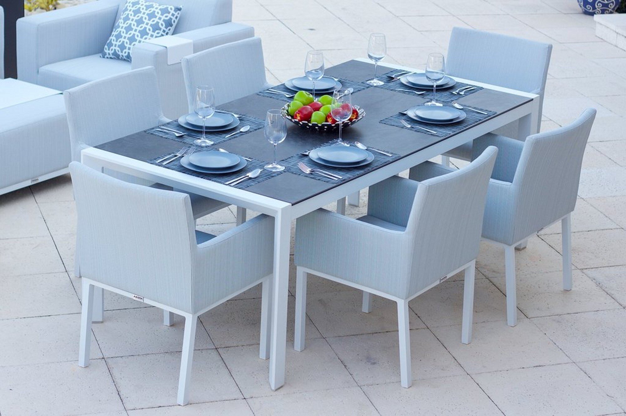 Belvedere Rectangular Dining Table in White Aluminum