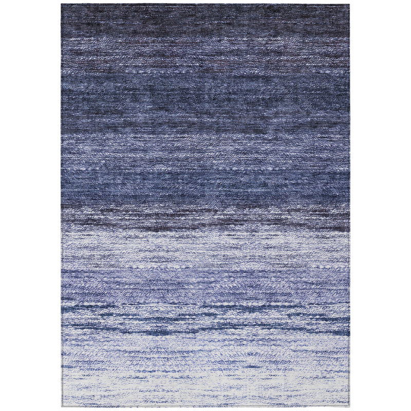 Tapis intérieur lavable dégradé bleu marine et ivoire 9 pi x 12 pi