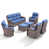 Coussin bleu / cadre brun