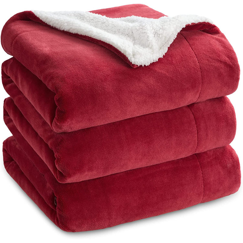 Sherpa Fleece Blanket Throw, Red, 150 x 200cm