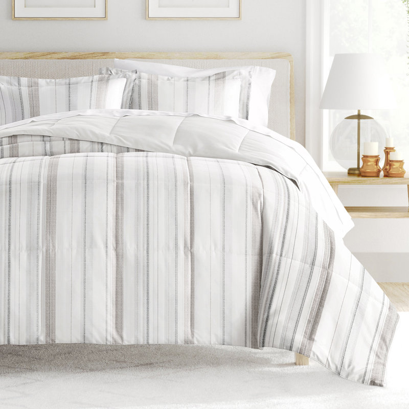  Dune All Season Down-Alternative Comforter Set in Vertical Stripe, King Comforter + 2 King Shams