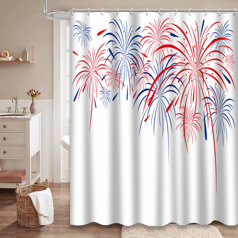 Rideau de douche Firework Red Blue Rocket, L 72 po x l 72 po