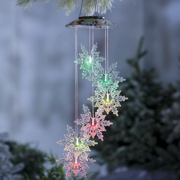 Solar Powered Sparkling Hanging Snowflakes Christmas Dangler