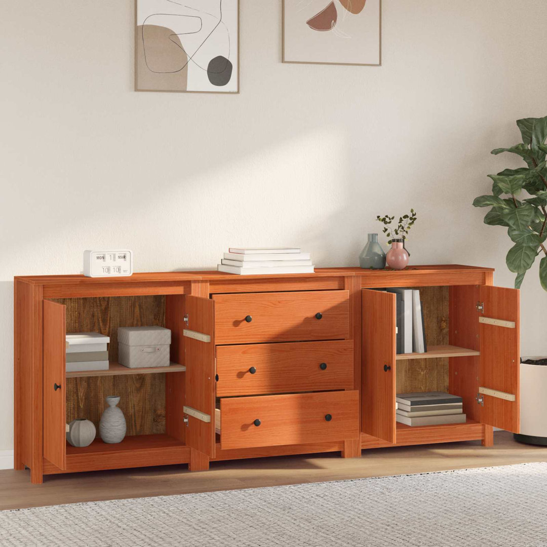 Solid Wood Pine Sideboard Wooden Cabinet Home Organiser Multi Colours