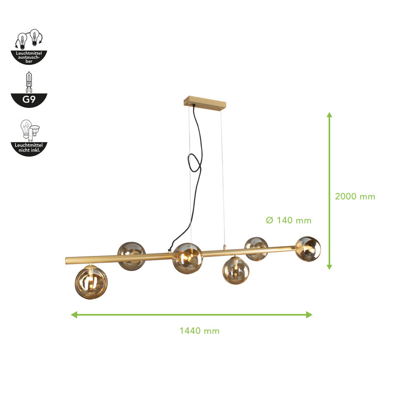 Feodor 6 - Light Kitchen Island Pendant,  Gold, Gold
