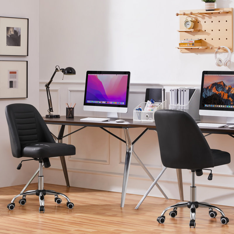 Chaise de travail Lytisha, Similicuir noir