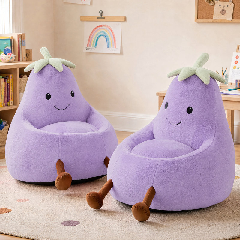 Fauteuil à billes avec aubergine Kannon, H 21,65 po x l 24,4 po x P 23,62 po, Mauve