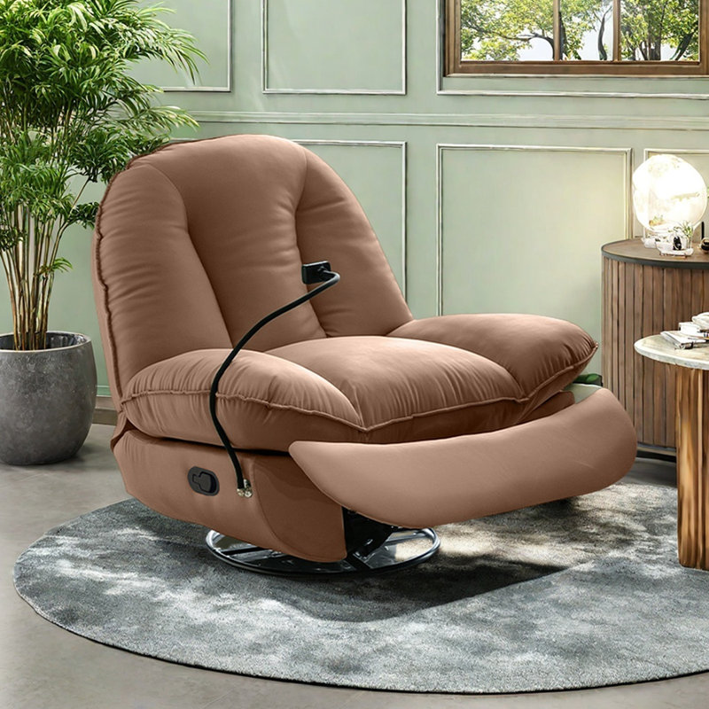 Fauteuil inclinable multifonctionnel avec accoudoirs de rangement, Café
