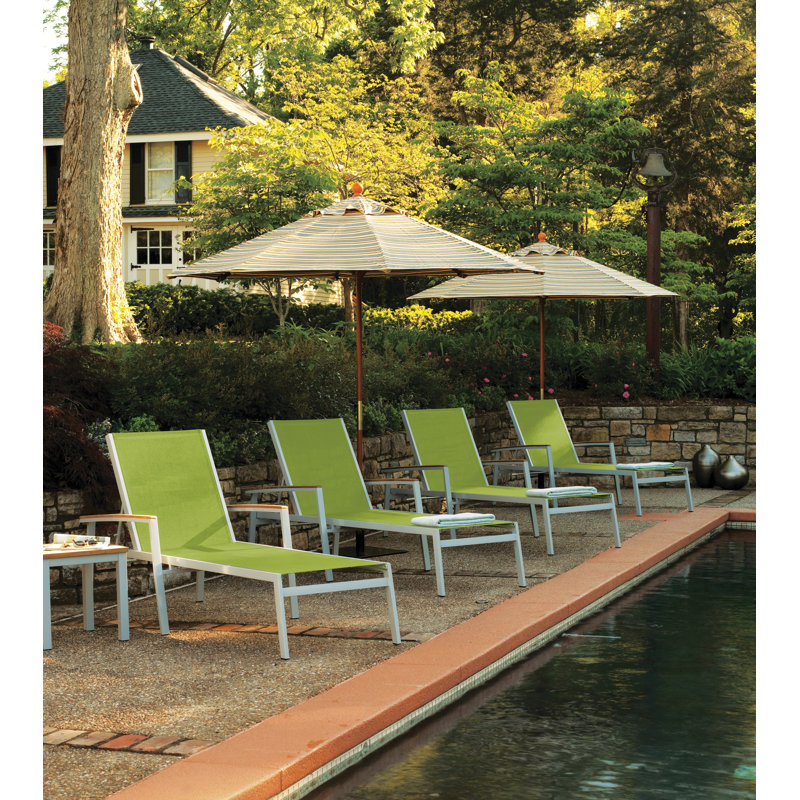 Travira 8 Piece Chaise Lounge Set, Go Green, Teakwood Natural
