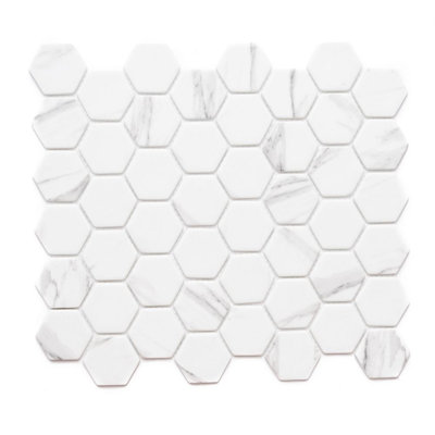 Carreau de mosaïque murale en verre recyclé hexagonal mat 1,88 po x 1,88 po
