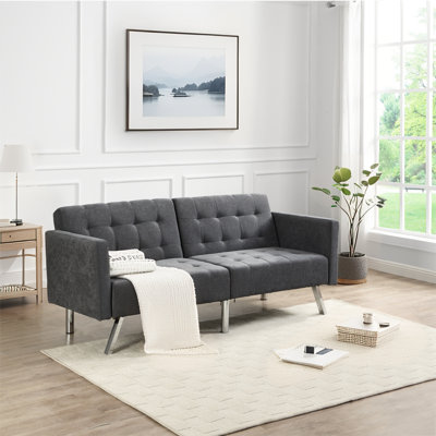 Convertible Futon Sofa Bed,Linen Futon Couch Loveseat Sofa With Adjustable Backrest For Small Apartments, Living Rooms, Office