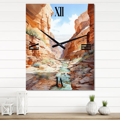 River By The Canyon Landscape I - Canyon Wall Clock